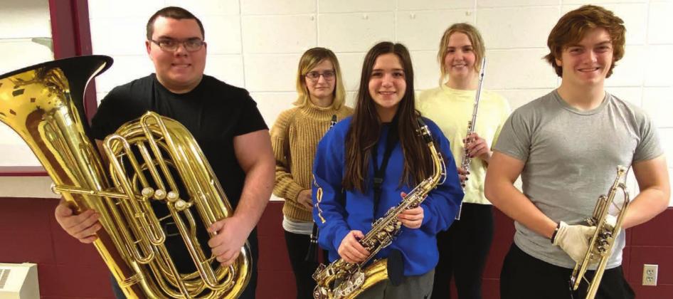 Timber Lake musicians (L-R) Seth Barnica, Kendal Lemburg, Abby Linderman, Code Enright and Caleb Quinn earned Superior ratings for their pre-recorded performances which were submitted to the Region 6 small group music contest.