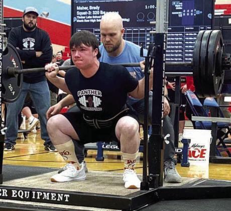 Brady Maher of Timber Lake finished ninth in his weight class at the SD State Powerlifting Championships last weekend. This is the first year Timber Lake has fielded a powerlifting team. Photos by Zoey De La Rosa