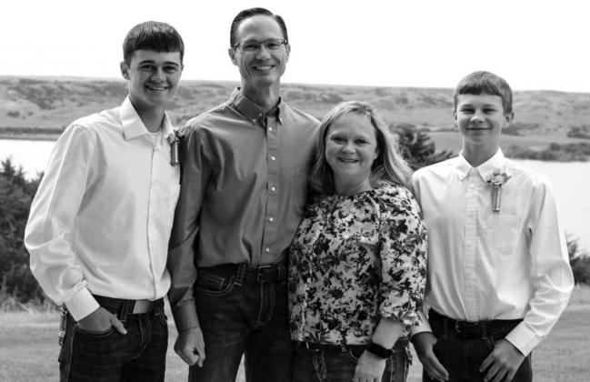 Jeff with his wife LeAnn and their sons, Jacob, 19, LEFT, a sophomore at BHSU and Matthew, 16, a sophomore at Jones County High School.