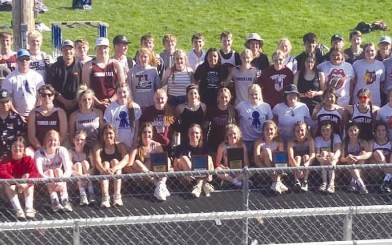 Members of the Timber Lake High School varsity and Jr. High boys and girls track teams swept the 2023 Little Moreau Conference Track Meet on Monday, May 15. The Panthers won the varsity boys and girls conference title as well as the Jr. High boys and girls championships. Timber Lake hosts the varsity Region 8B track meet on Thursday, May 18. Photo by Mary Farlee