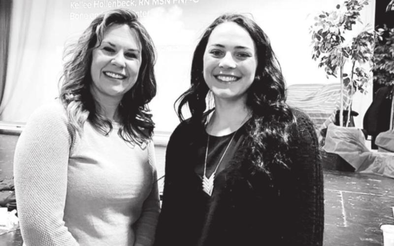 For her Capstone project, Maci Maher (RIGHT) brought Kellee Hollenbeck to speak to students, parents and staff on sports injury prevention.