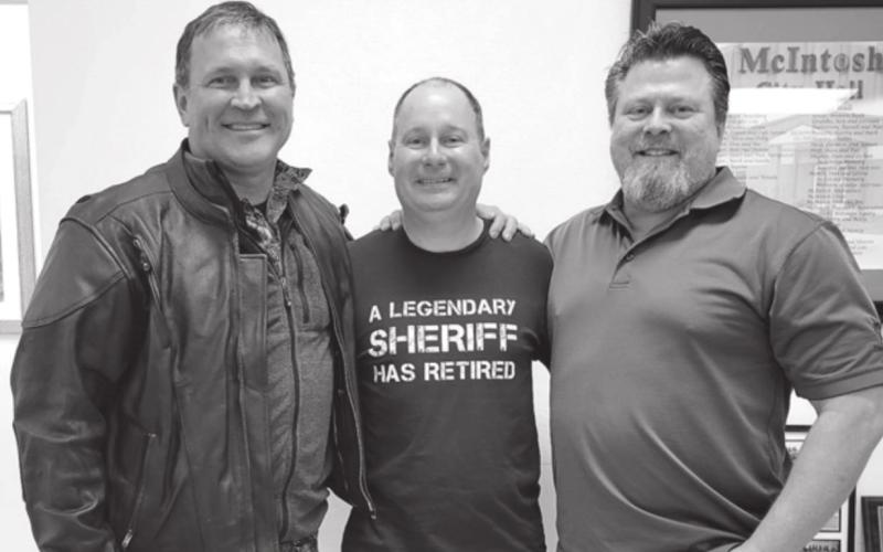 South Dakota FBI agents Kelly Kenser (LEFT) and Dan Orr (RIGHT) attended the retirement event for Keith Gall (MIDDLE).