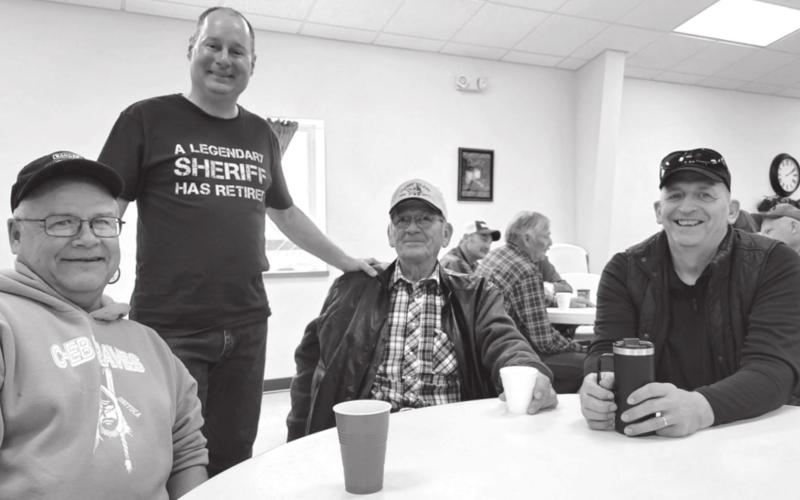 Pictured at the April 17 open house are (L-R): Ziebach County Sheriff Gary Cudmore, retired Corson County Sheriff Keith Gall, retired Ziebach County Sheriff Bob Menzel, and retired Dewey County Sheriff Les Mayer.
