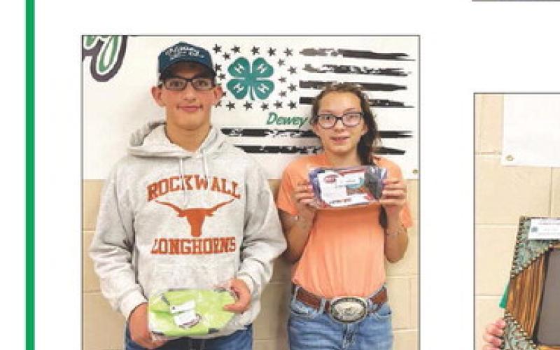 Dewey County 4-H Rodeo. Members. (L-R) Levi Berndt and Bricelyn Pederson. Not pictured: Kenlea Heck, Korbi Heck, Lexi Locken, Talley Locken, and Rae Lynn Vines.