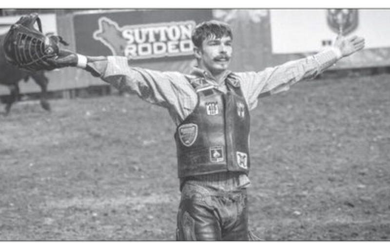 McLaughlin native Chance Schott, 24, acknowledges the crowd after winning the bull riding competition at Rodeo Rapid City last week. Schott also won the Xtreme Bulls event that was part of the Black Hills Stock Show &amp;amp; Rodeo. Photo courtesy of Robert Slocum