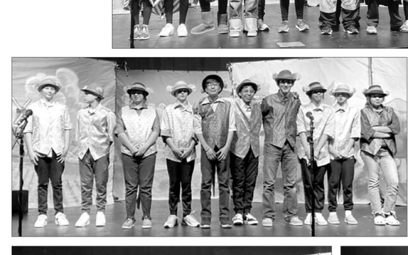 The Cool Mice. L-R: Tristen Swift, Zander Van der Merwe, Sequoia Taken Alive, Braxton Farlee, Dayson Gutierrez, Theodore Taylor, Levi Berndt, Autym Red Bear, Josie Boldt, Aniyah Tiger.