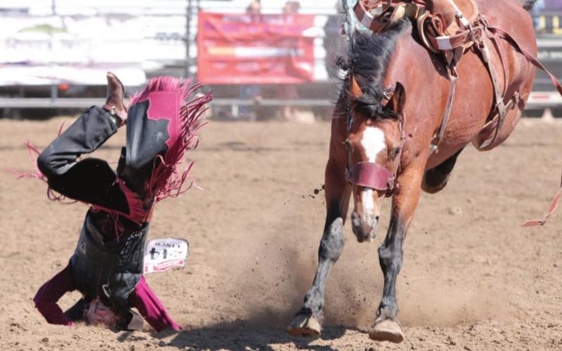Face in the dirt, spurs in the air