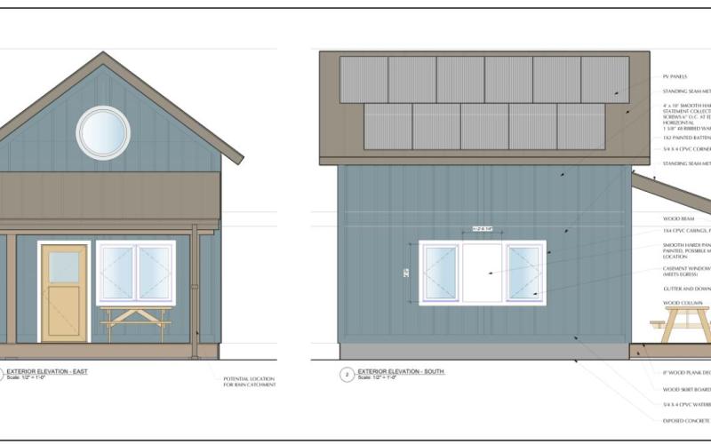 Front and side view of the tiny homes to be built in Dupree