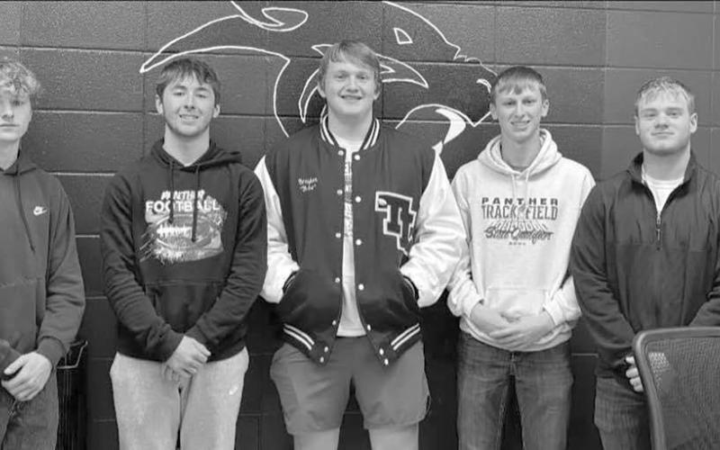 Earning All-Little Moreau Conference football honors from Timber Lake were (l-r) Eddie Keller, Cole Ducheneaux, Braylen Hansen, Holden Gill and Treyton Du Preez.