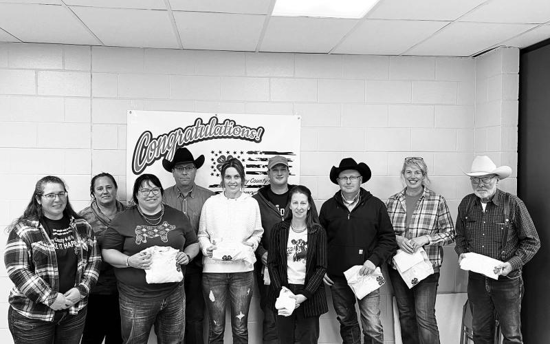 Not Pictured: Kari Goldade, Kristin Long, Melissa Aberle, Alision Nilson, Chris Long, Bo Biegler, and Tennile Lindskov. 4-H Leaders/Volunteers. Front Row: (L-R) Denise Perryman, Lisa Pederson, Carmen Kraft, and Kristen Gill; Back Row: (L-R) Jeri Vines, Chad Pederson, Kyle Nilson, Bryan Gill, Ellen Huber, and Gary Pederson; Photos courtesy of Denise Perryman and Rita Long