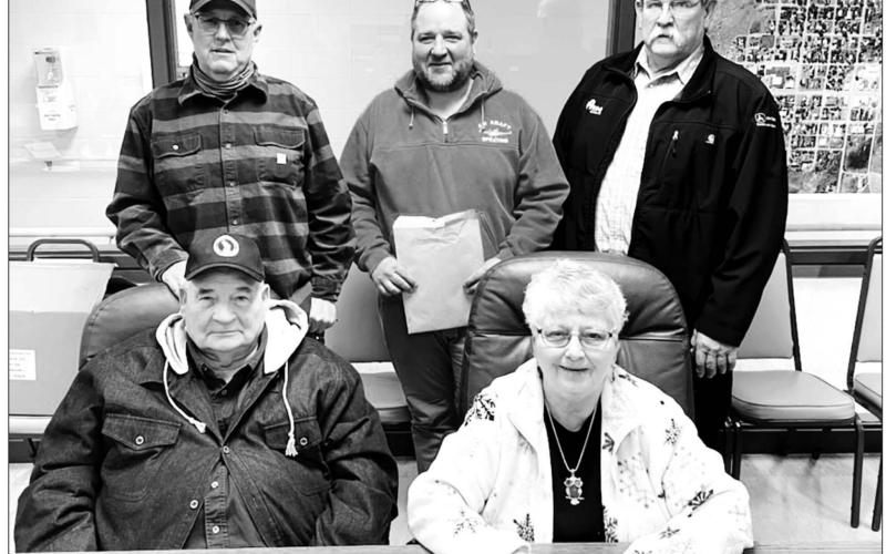 Brent Biegler was seated at the meeting of the Timber Lake City Board on Monday, March 7. Board members are (FRONT) L-R: Mike LaCompte and Sandra Koenig; BACK: Jess Schlosser, Brent Biegler, and Tom Hermes. Photo by Kathy Nelson