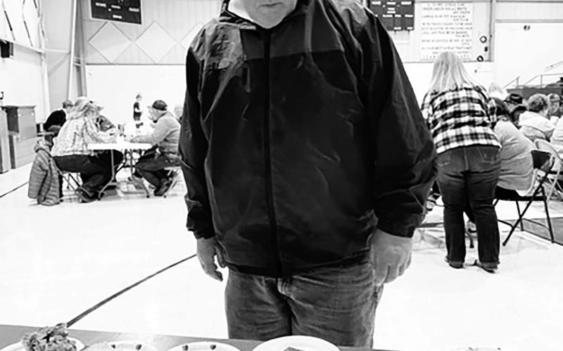 Marty Venburg of Lead spent the day hunting pheasants with friends and took in the soup and pie supper, where he had a lot of choices at the dessert table.