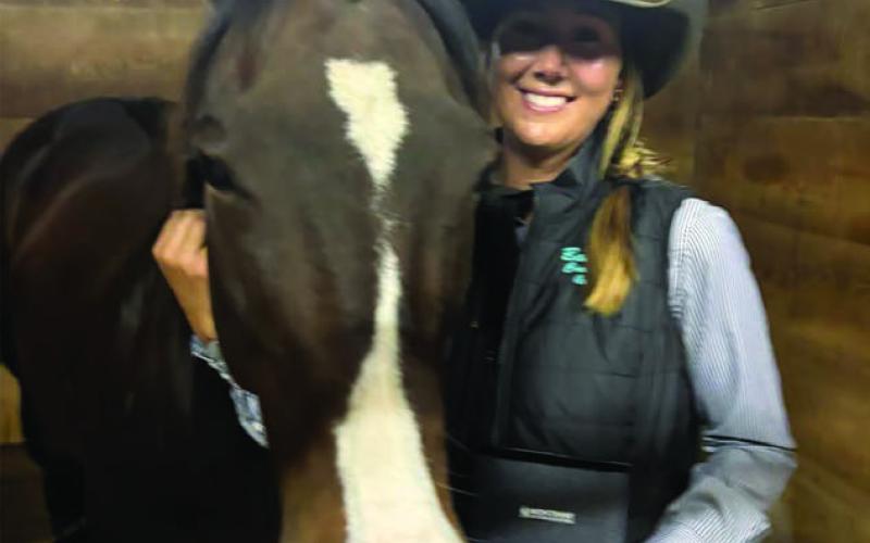 Sloan Anderson of White Horse and her mount, Royaly Little Bud’, left, won the WPRA Badlands Circuit breakaway roping year-end championship. The WPRA Horse of the Year award went to FireWaterFrenchFame “Apollo”,” owned and ridden by Summer Kosel, above, of Glenham.