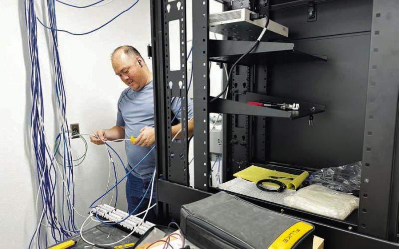 Lots of electrical and internet infrastructure was installed in time for the Monday morning opening.
