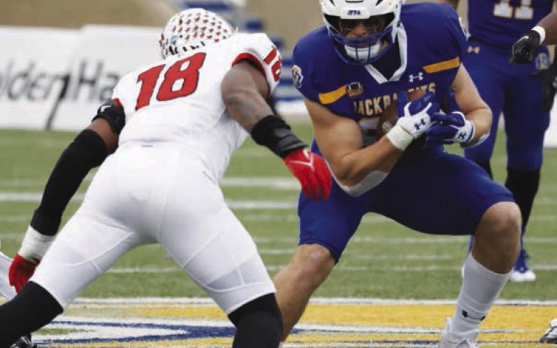 South Dakota State University tight end Tucker Kraft, a 2019 graduate of Timber Lake High School, announced this week that he will declare himself eligible for the NFL Draft at the end of the 2022 season. The Jackrabbits are the top-seed in the FCS playoffs. SDSU Photo