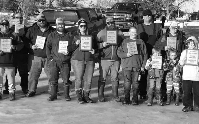Anglers turned out and the weather cooperated for both the 9th annual Lake Isabel Ice Fishing Derby held Feb. 11 and the 4th annual Little Moreau Ice Fishing Tournament held Saturday, Feb. 18, at Little Moreau Park south of Timber Lake. At right are the winners from Isabel and below are the participants from Little Moreau. A lot of nice fish and a couple of genuine lunkers were caught during both events. See more photos on Page 7 or check out the Timber Lake Topic Facebook page.