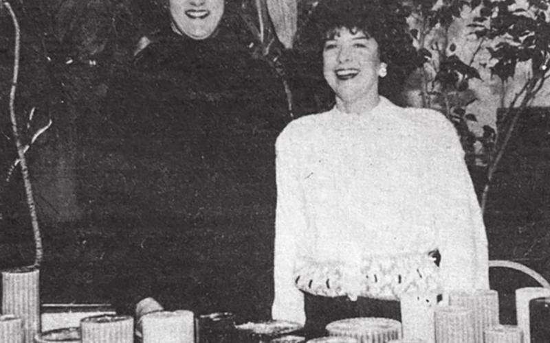 Dakota Country Candles, Isabel, was one of thirty South Dakota made companies to display at the South Dakota Tourism Conference on January 22 in Pierre. Pictured with owner Margaret Lindskov (RIGHT) is First Lady Linda Mickelson. (Isabel Dakotan, February 6, 1992)