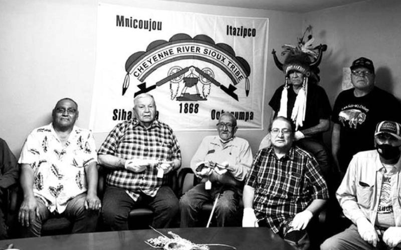 Lakota Sioux elders, all with a family connection to Chief Spotted Elk, accepted the chief’s pistol and knife after they were donated by an anonymous collector. Photo courtesy of Thomaston Place Auction Galleries