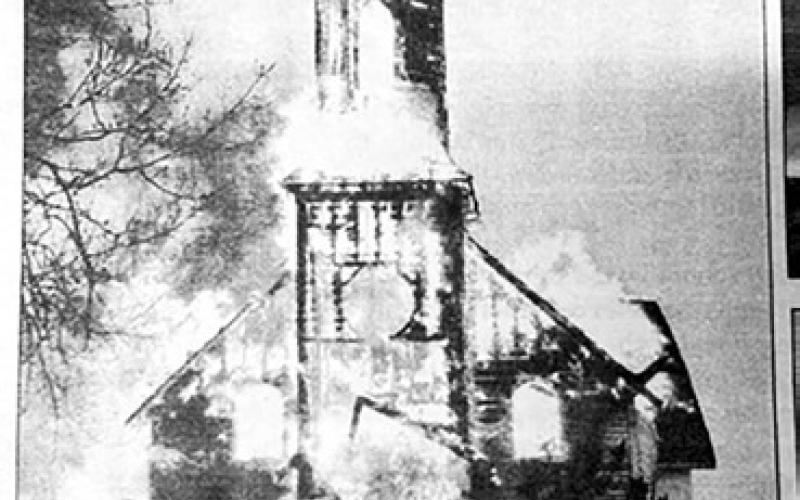 Sacred Heart Church at Glencross burned, January, 2003.