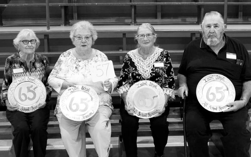 The IHS Class of 1957 had four present to celebrate their 65th reunion (L-R) Violet (Heinrich) Voller, Dolores (Boldt) Salyer, Helen (Kross) Brinkman, and Delfred Brinkman.