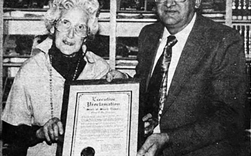 Helen Ross Day Saturday, May 15 was Helen Ross Day in Timber Lake and in South Dakota. An executive proclamation signed by Governor Walter D. Miller was presented to Helen by Mayor Lloyd Kjellsen at the open house at the museum and library on Saturday. Timber Lake Topic, May 20, 1993