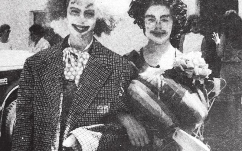 RIGHT: Clowns at the Isabel Parade, 1992. L-R Merretta Kahl and Julie Hepper (From the Isabel Dakotan, August 6, 1992)