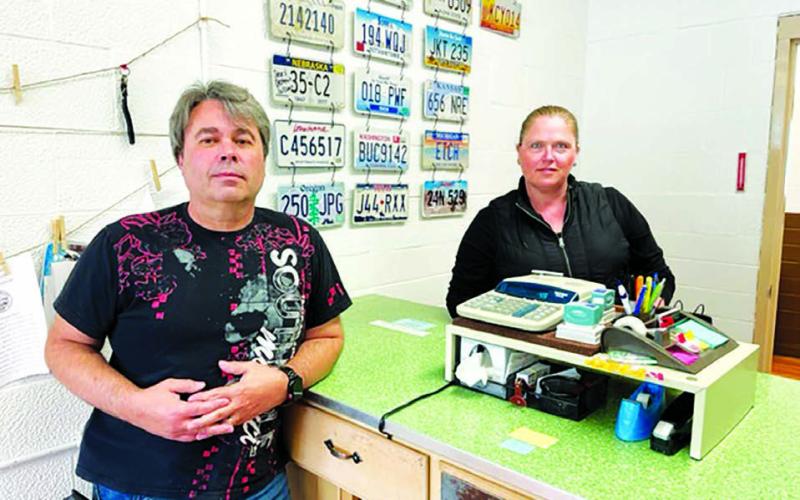 Jamie Wiedmer, left, has been hired as a part-time Deputy Treasurer for Dewey County and will work out of the soon-to-be-open satellite office in Eagle Butte. At right is Colleen Meier, Dewey County Treasurer. Photo by Kathy Nelson