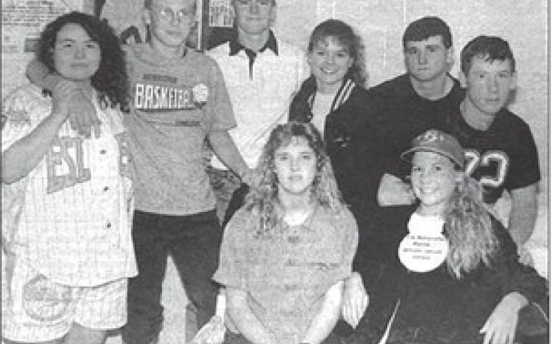 Candidates This is Homecoming Week at Timber Lake High School. Students nominated royalty candidate on Monday and the Homecoming king and queen will be crowned at the coronation ceremony prior to the girls basketball game on Thursday. Candidates are FRONT: Valerie Reiss Pateneaude and Yvette (Jake) Ducheneaux; BACK: Lori Rowley, Bryan Gill, Bill Yuker, Jackie Hahne, Steve Holzer, and Eddie Ducheneaux. Timber Lake Topic, September 30, 1993