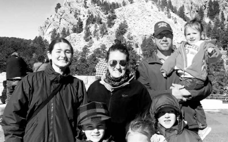 Zoe Crassard (LEFT) with her host family, Kari and Dustin Goldade and children Greyson, Camden, Josie and Lochlyn.