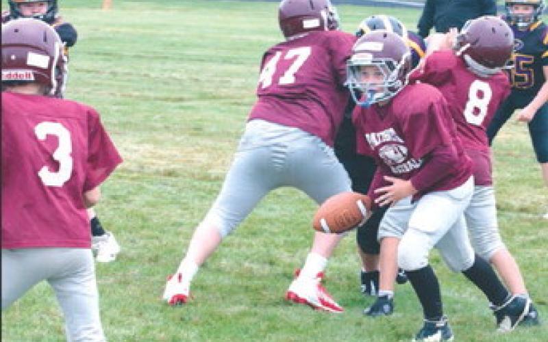 Timber Lake’s youth football program is well underway, although youth and JV jamborees slated last weekend were cancelled due to rainy weather. The local youth teams recently participated in a jamboree in Mobridge. Photo by Jon Flatland