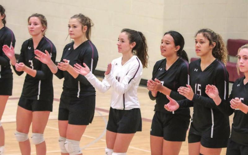Panthers (L-R) Maci Maher, Carlie Lawrence, Kenna Webb, Rachel Toviah, Kessa Bigger, Jasmine Nash, McKenzi Vomacka are on a roll. Photo by Jon Flatland