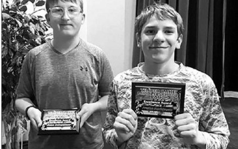 Evan Schweitzer (LEFT) and Preston Maciejewski, both seventh graders, received the Excellence in Performance awards for Middle School Band.