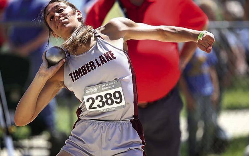 Senior Jasmine Nash won her third straight shot put event last week at the Charger Invitational in Sully Buttes. Nash is currently the No. 2 shot put thrower in the State Class B ranks. Photo by Rodney Haas/605 Sports