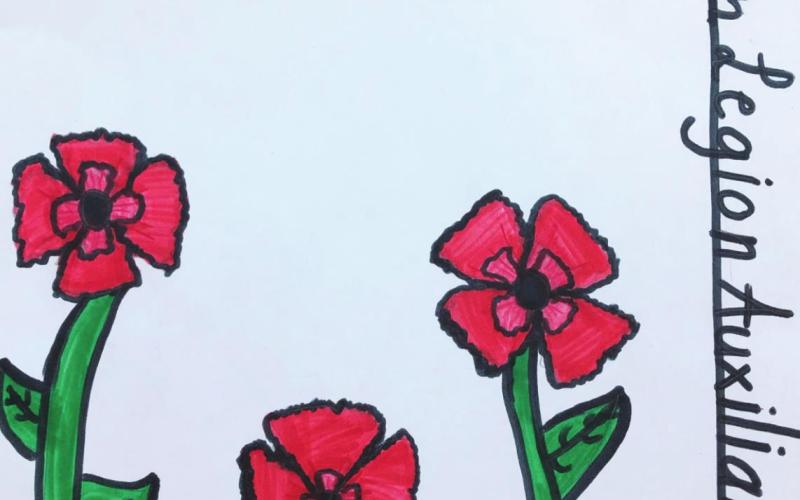 RIGHT: Poppy poster by Brayzin Pay Pay, first place in Grade 4