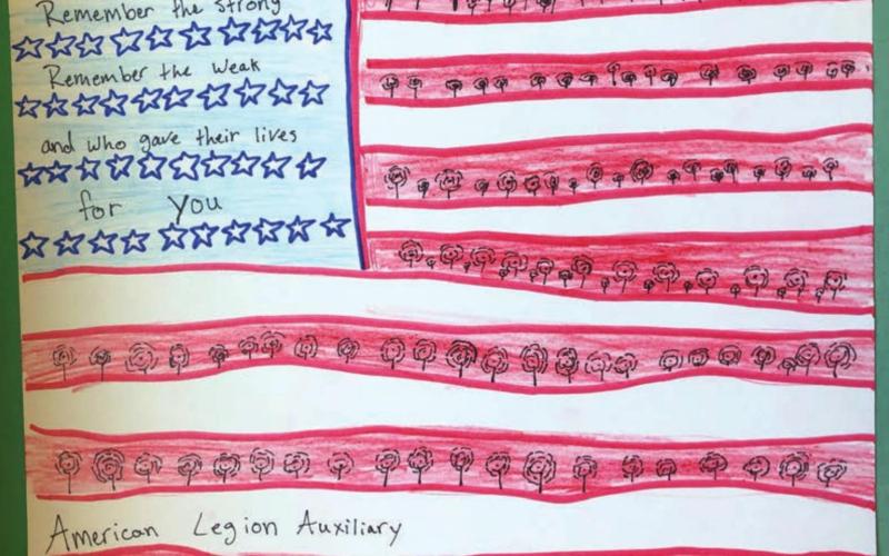 Poppy poster by Katelyn Biegler, second place in Grade 6