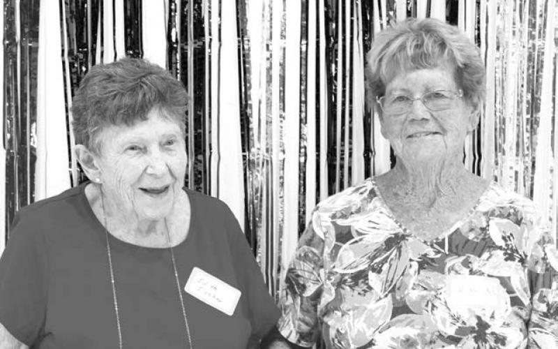 Returning to Isabel to celebrate their 70th high school class reunion are members of the Class of 1956 (L-R) Edith (Stapert) Fischer and DeLores (Dahl) Hall. Photo by Patty Peacock