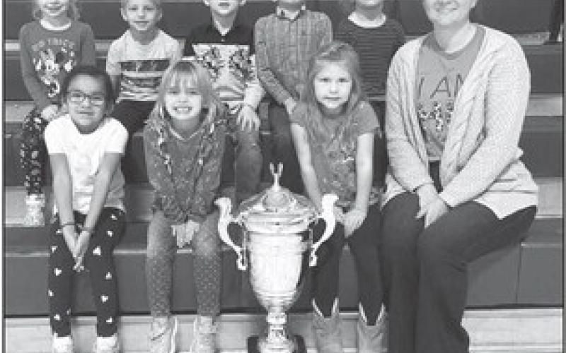 FRONT (L-R): Meisha Agard, Harper Biegler, Tessa O’Leary, Mrs. Schrempp; BACK: Rose Maher, Barrett Hermes, Lincoln Aberle, Brock Locken, Cassidy Winterberg