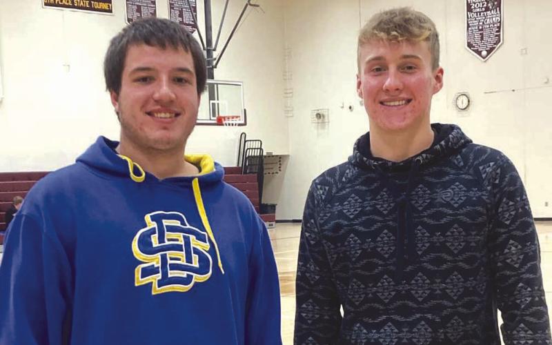 Timber Lake seniors Dan Peterson, left, and Gracen Hansen were selected to the 2023 Class 9A All-State Football Team