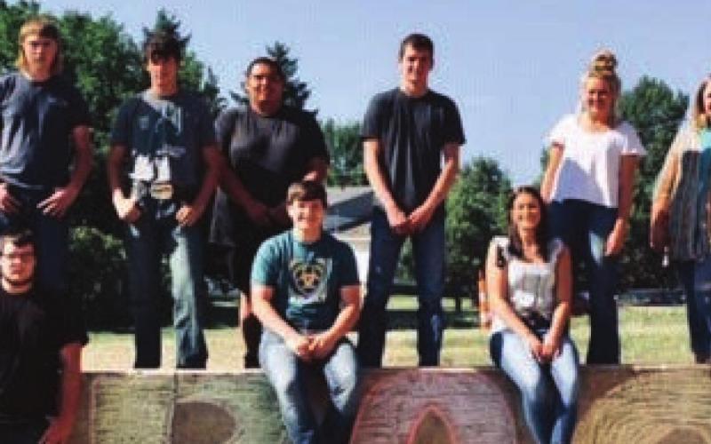 AT LEFT: Homecoming royalty candidates at McIntosh High School are FRONT (L-R): Riley Lafferty, Carson Bailey, Meghan Maher, Haley Yellow Earrings; BACK: Logan Lafferty, Rambur Thunker, Sterling Maher, Jayden Fox, Zach Bertolotto, Kaydra Jaragoske, and Reyna Nehl.