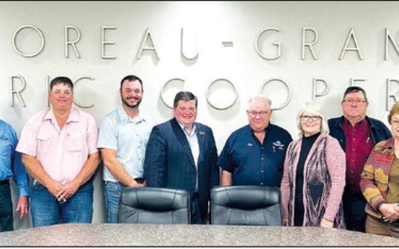 LEFT: The board of directors reorganized after the annual membership meeting on October 9 and re-elected the current officers. L-R are Kerry McLellan (vice-president), Royce Walker, Troy Wall, Brent Schweitzer, Ryan Maher (president), Clint Clark, Geralyn Hahne (secretary-treasurer), Paul Lawrence, Lois Bartlett, and Bob Keckler.
