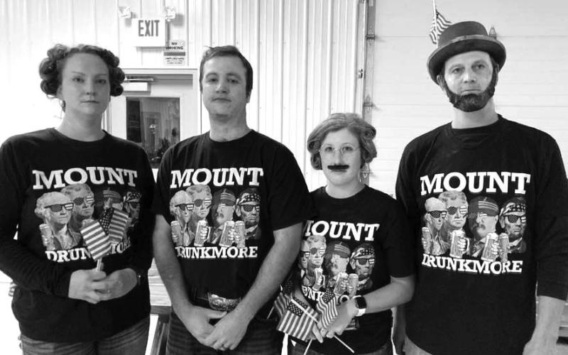 Bringing Mount Rushmore to Dupree won this crew the Most Humorous division for those 13 and older at the annual Dupree Firemen’s Ball on Saturday, Oct. 28. Pictured l-r are Leah Holmes, Cooper and Makense Wall and Brian Holmes. Submitted Photo