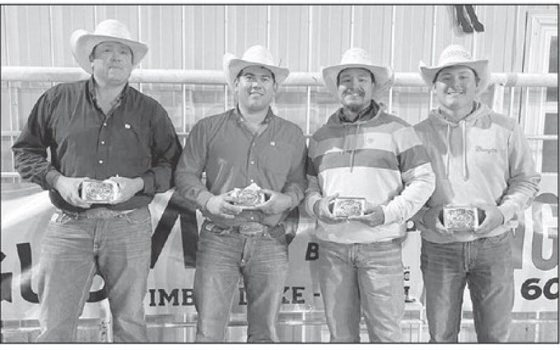 Winning the Ranch Rodeo at the Faith Stock Show &amp;amp; Rodeo last weekend was the team of (l-r) Alex Lawrence, Roy Veit, Lucas Curley and Jackson Harrison.