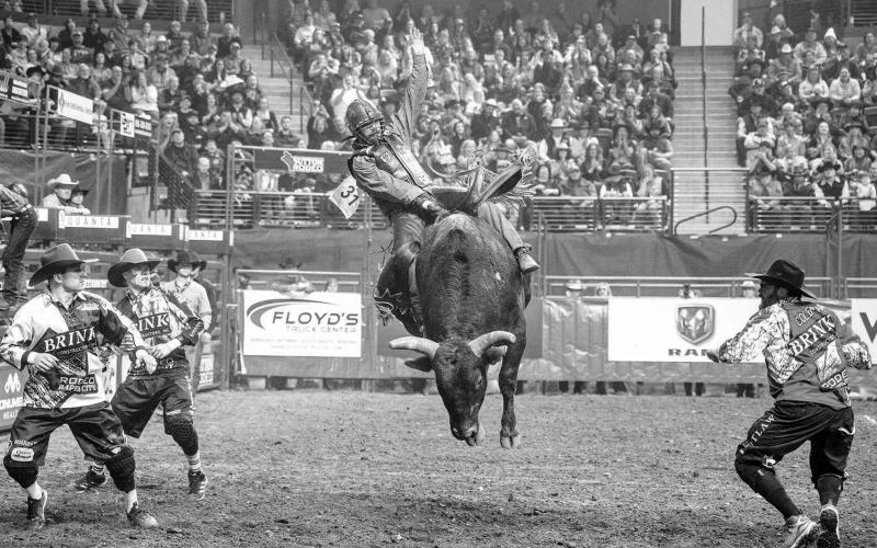 McLaughlin bull rider Chance Schott won the PRCA Xtreme Bulls Challenge in Rapid City last Thursday with an 86 point ride. Earlier in the week he finished in the money at the Fort Worth Stock Show &amp;amp; Rodeo. Photo by Robert Slocum