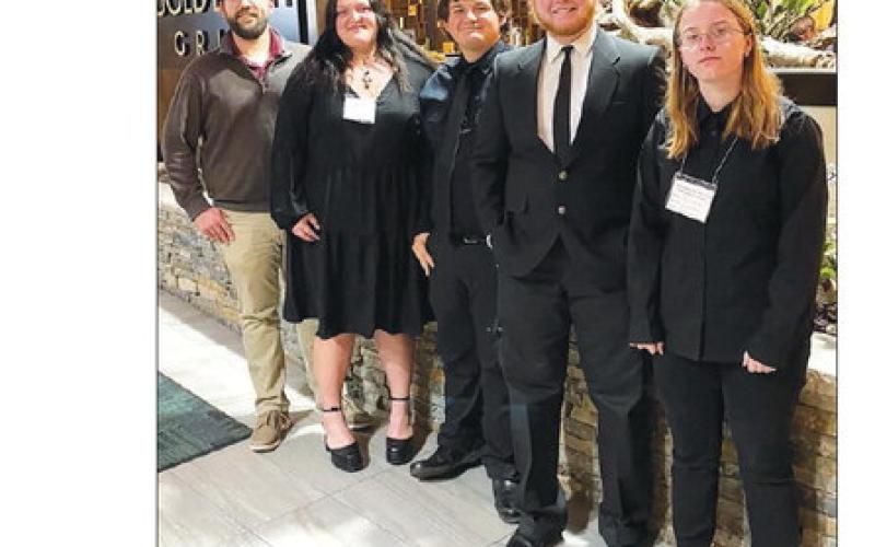 Timber Lake High School was represented at the annual South Dakota All-State Chorus Concert in Rapid City on October 28 by a quartet of singers. L-R are Walker Rose (TL School music director), Anna Kraft (soprano), Jesse Ridl (tenor), Shawn Quinn (bass), and Maria Scherer (alto).