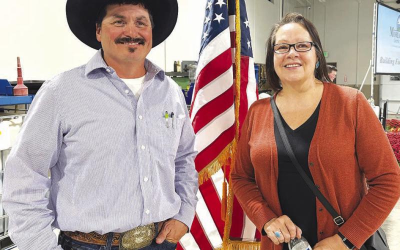Cody Jewett (left) of Isabel (District 2) and DeeAnn Lawrence of Eagle Butte (District 4) were seated as new board members, replacing Lois Bartlett and Paul Lawrence, who did not seek reelection.