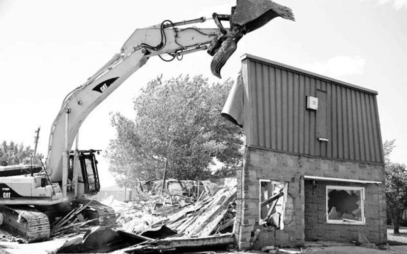 The former Western Dakota Bank was also demolished. A new bank building on Main Street was opened earlier this year. Photo by Marie Du Preez