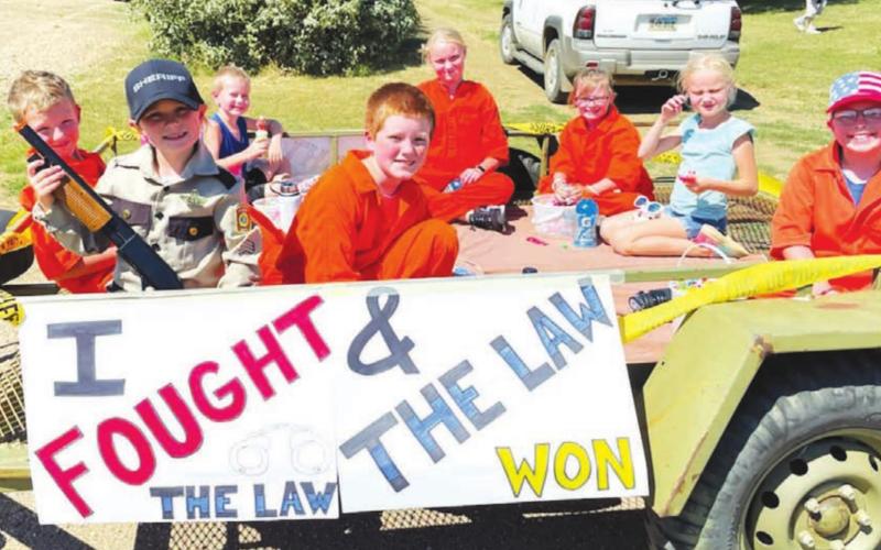 “I Fought the Law and the Law Won” was the theme song of the float from the Dewey County Sheriff’s Office.