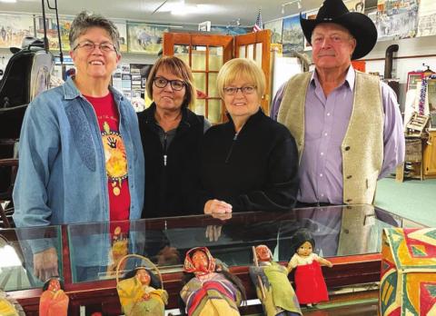 The Laundreaux family artifacts were delivered to the Timber Lake &amp; Area Museum by (L-R) Donna Kersten, Rita Farlee, Susan Nelson and Jerry Farlee. Donna and Susan are daughters of Mary Acker Larson.