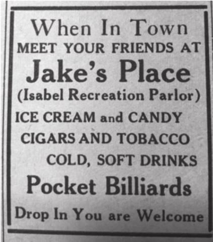Ad from The Isabel News January, 1941