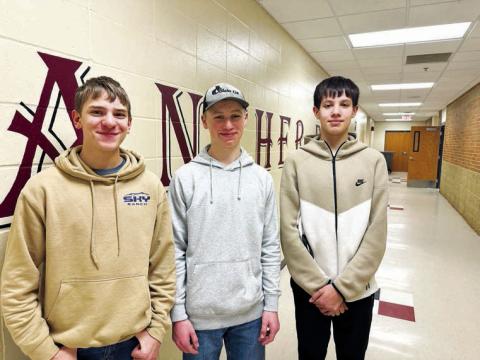 Eighth graders L-R: Preston Maciejewski and Devon Keller (winners) and Jackson Bigger (alternate).